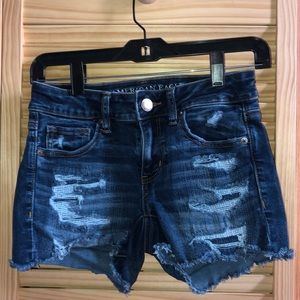 Distressed jean shorts